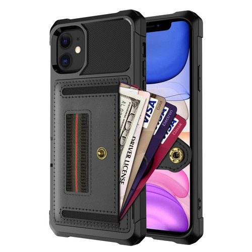 iPhone 11 ZM06 Card Bag TPU + Leather Phone Case  - Black