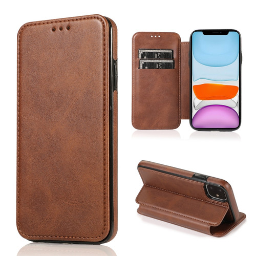 iPhone 11 Knight Magnetic Suction Leather Phone Case  - Brown