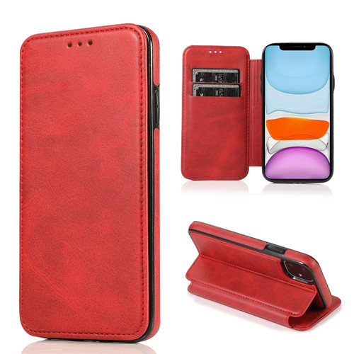 iPhone 11 Knight Magnetic Suction Leather Phone Case  - Red