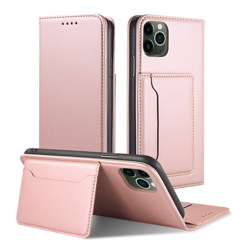 iPhone 11 Strong Magnetism Shockproof Horizontal Flip Liquid Feel Leather Case with Holder & Card Slots & Wallet - Rose Gold