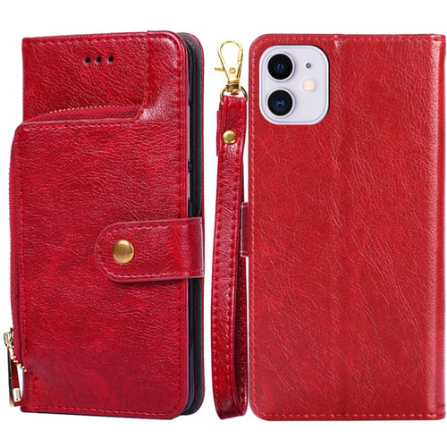 iPhone 11 Zipper Bag PU + TPU Horizontal Flip Leather Case with Holder & Card Slot & Wallet & Lanyard  - Red