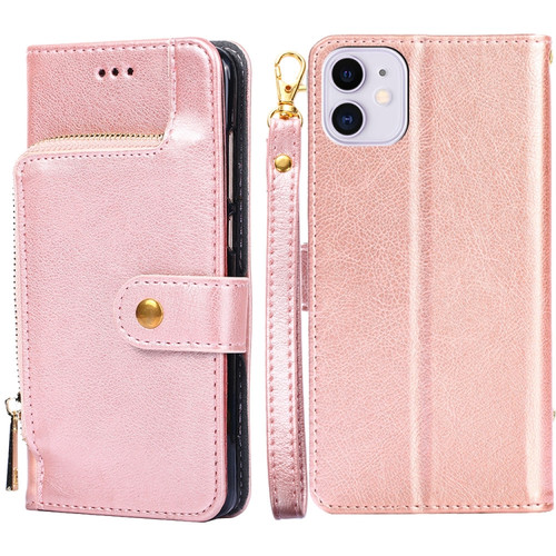 iPhone 11 Zipper Bag PU + TPU Horizontal Flip Leather Case with Holder & Card Slot & Wallet & Lanyard  - Gold