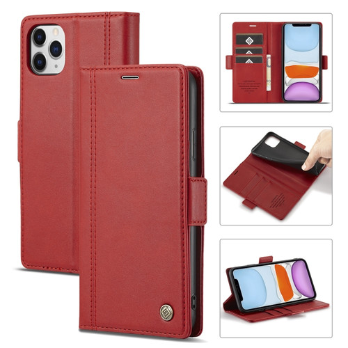 LC.IMEEKE Magnetic Buckle PU + TPU Horizontal Flip Leather Case with Holder & Card Slots & Wallet iPhone 11 - Red