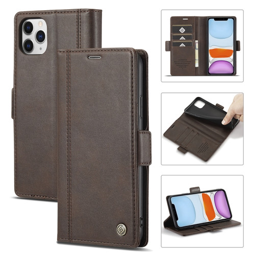 LC.IMEEKE Magnetic Buckle PU + TPU Horizontal Flip Leather Case with Holder & Card Slots & Wallet iPhone 11 - Coffee
