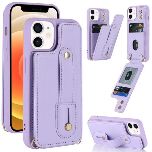 iPhone 11 Wristband Vertical Flip Wallet Back Cover Phone Case - Purple