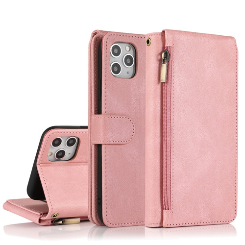 iPhone 11 Skin-feel Crazy Horse Texture Zipper Wallet Bag Horizontal Flip Leather Case with Holder & Card Slots & Wallet & Lanyard  - Rose Gold