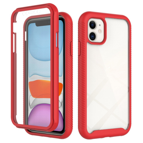 iPhone 11 Starry Sky Solid Color Series Shockproof PC + TPU Case with PET Film  - Red