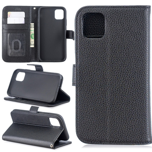 iPhone 11 Lychee Texture Horizontal Flip Leather Case with Holder & Card Slots & Wallet & Photo Frame - black