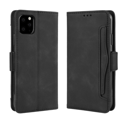 iPhone 11 Wallet Style Skin Feel Calf Pattern Leather Case, with Separate Card Slot - Black