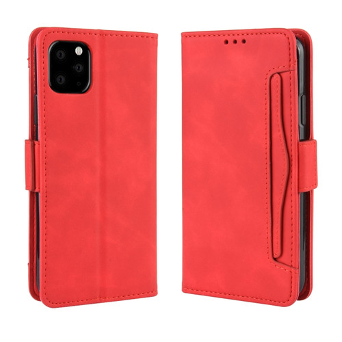 iPhone 11 Wallet Style Skin Feel Calf Pattern Leather Case, with Separate Card Slot - Red