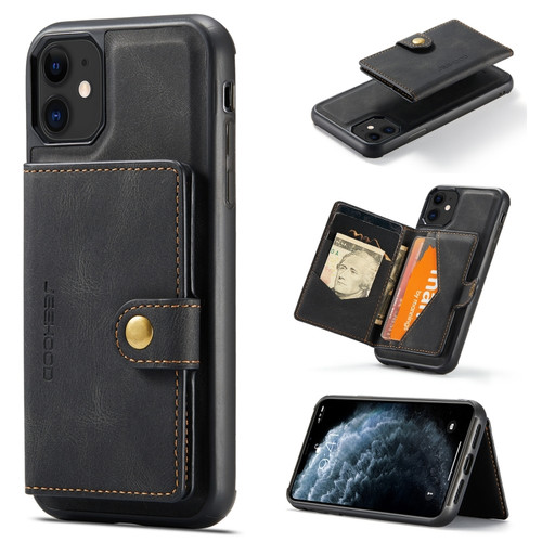 iPhone 11 JEEHOOD Retro Magnetic Detachable Protective Case with Wallet & Card Slot & Holder  - Black