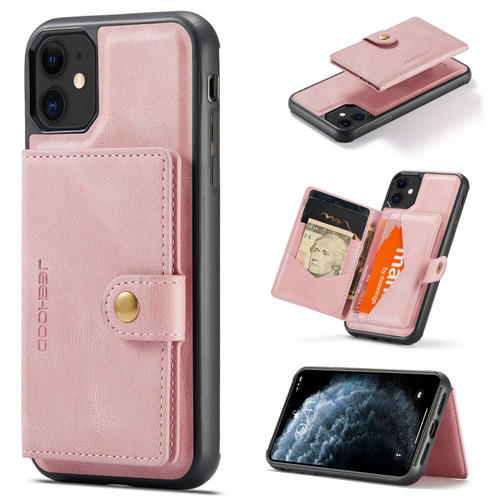 iPhone 11 JEEHOOD Retro Magnetic Detachable Protective Case with Wallet & Card Slot & Holder  - Pink