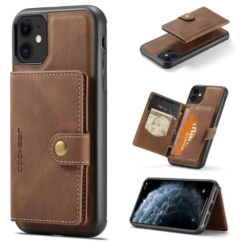 iPhone 11 JEEHOOD Retro Magnetic Detachable Protective Case with Wallet & Card Slot & Holder  - Brown