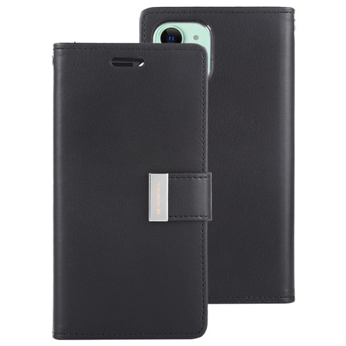 iPhone 11 MERCURY GOOSPERY RICH DIARY Crazy Horse Texture Horizontal Flip Leather Case  with Holder & Card Slots & Wallet - Black