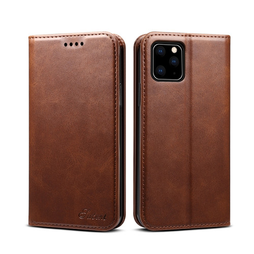 Suteni Calf Texture Horizontal Flip Leather Case with Holder & Card Slots & Wallet iPhone 11 - Brown