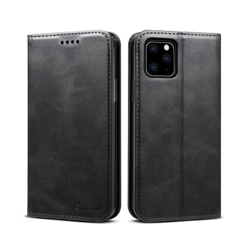 Suteni Calf Texture Horizontal Flip Leather Case with Holder & Card Slots & Wallet iPhone 11 - Black