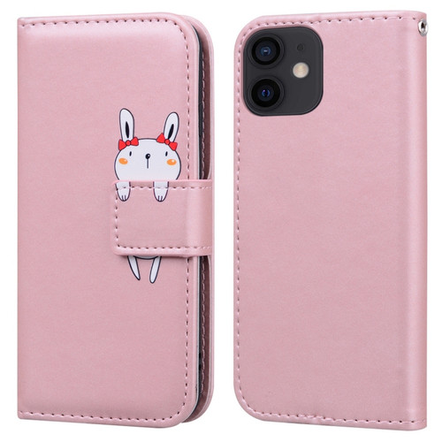 iPhone 11 Cartoon Buckle Horizontal Flip Leather Phone Case - Pink