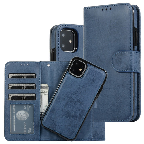 iPhone 11 KLT888-2 Retro 2 in 1 Detachable Magnetic Horizontal Flip TPU + PU Leather Case with Holder & Card Slots & Photo Frame & Wallet - Dark Blue