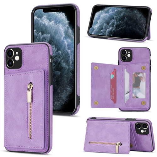 iPhone 11 Zipper Card Holder Phone Case  - Purple