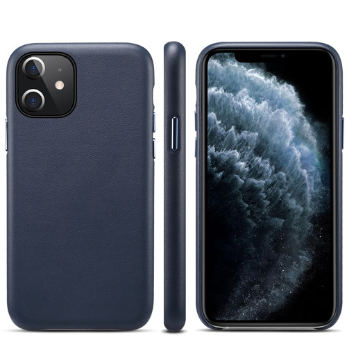 iPhone 11 Lamb Grain PU Back Cover Phone Case - Navy Blue