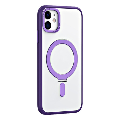 iPhone 11 Skin Feel MagSafe Shockproof Phone Case with Holder - Purple