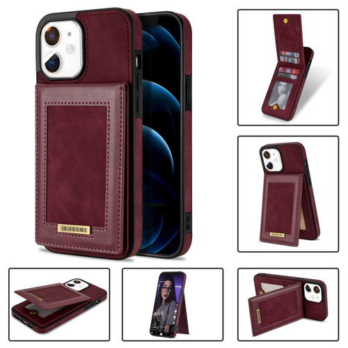 iPhone 11 N.BEKUS Vertical Flip Card Slot RFID Phone Case  - Wine Red