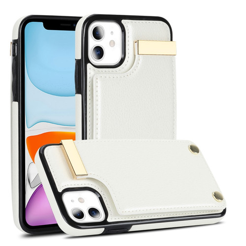 iPhone 11 Metal Buckle Card Slots Phone Case - White