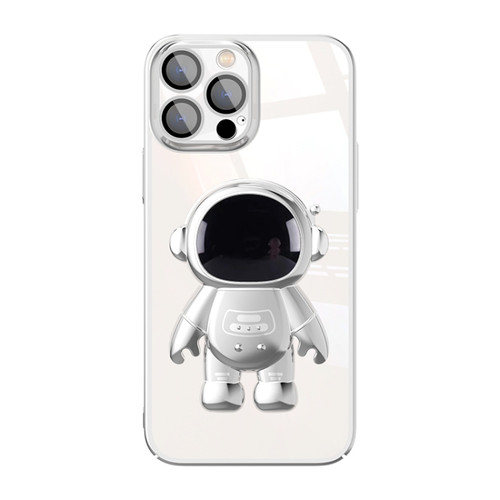 iPhone 11 Electroplating PC Astronaut Holder Phone Case with Lens Film - Silver