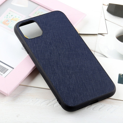 iPhone 11 Hella Cross Texture Genuine Leather Protective Case  - Blue