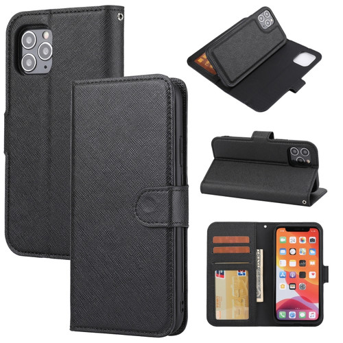 iPhone 11 Cross Texture Detachable Leather Phone Case  - Black