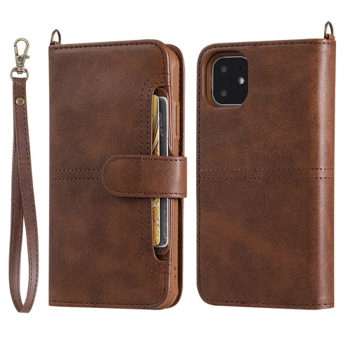 iPhone 11 Multifunctional Detachable Magnetic Horizontal Flip Leather Case with Card Slots & Holder & Wallet & Photo Frame - Coffee