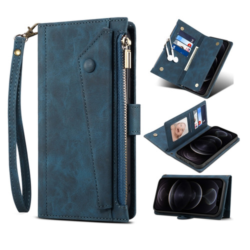Retro Frosted Horizontal Flip Leather Case with Holder & Card Slot & Wallet & Zipper Pocket & Lanyard iPhone 11 - Deep Green
