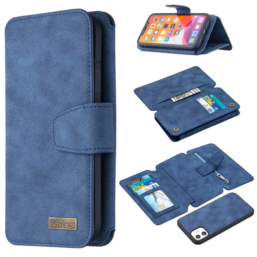 iPhone 11 Detachable Frosted Magnetic Horizontal Flip Leather Case with Card Slots & Holder & Zipper Wallet & Photo Frame  - Blue