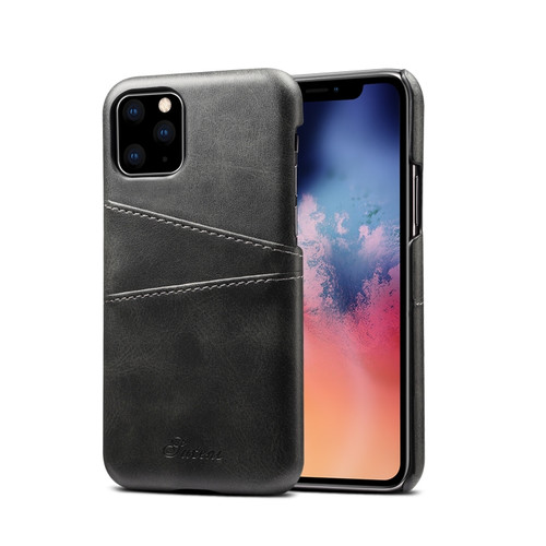 Suteni Calf Texture Back Cover Protective Case with Card Slots iPhone 11 Pro Max - Black