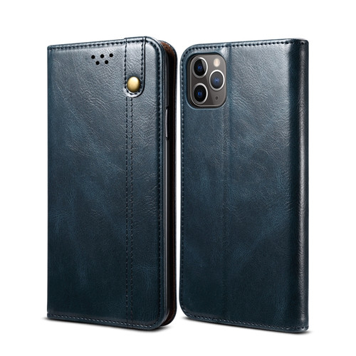 iPhone 11 Pro Max Simple Wax Crazy Horse Texture Horizontal Flip Leather Case with Card Slots & Wallet  - Navy Blue
