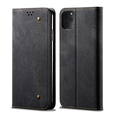 iPhone 11 Pro Max Denim Texture Casual Style Horizontal Flip Leather Case with Holder & Card Slots & Wallet - Black