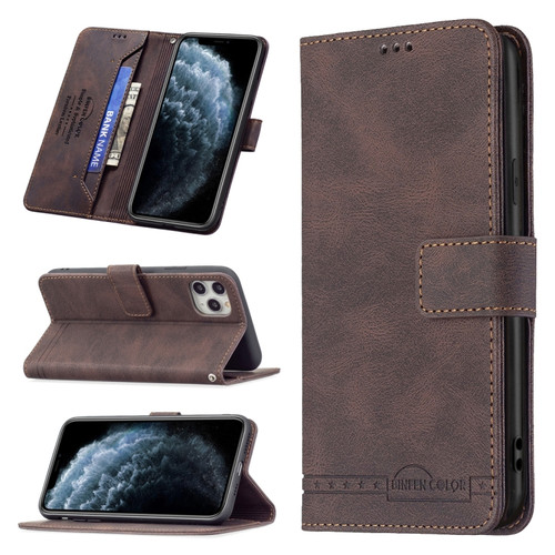 iPhone 11 Pro Max Magnetic Clasp RFID Blocking Anti-Theft Leather Case with Holder & Card Slots & Wallet  - Brown