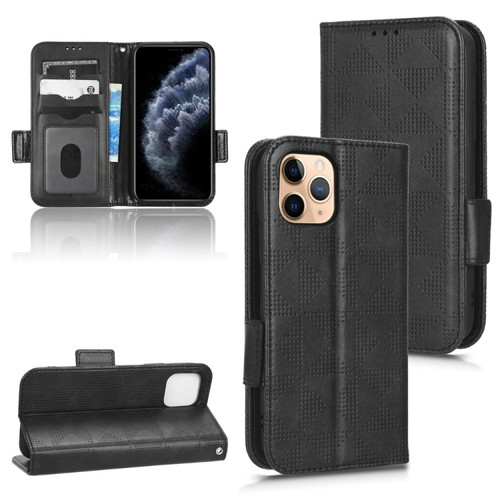 iPhone 11 Pro Max Symmetrical Triangle Leather Phone Case - Black