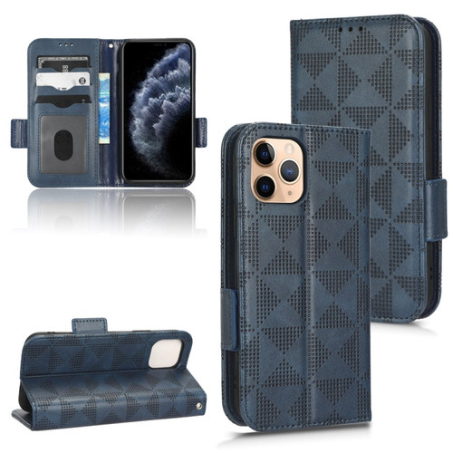 iPhone 11 Pro Max Symmetrical Triangle Leather Phone Case - Blue