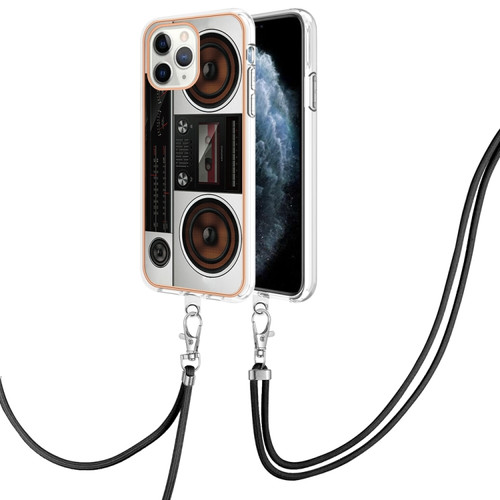 iPhone 11 Pro Max Electroplating Dual-side IMD Phone Case with Lanyard - Retro Radio