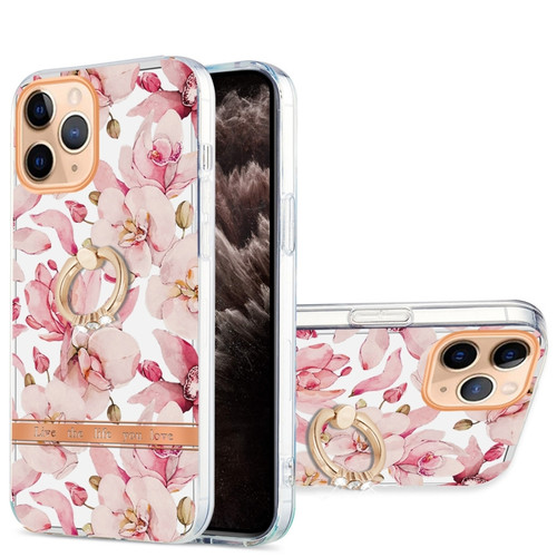 iPhone 11 Pro Max Ring IMD Flowers TPU Phone Case  - Pink Gardenia