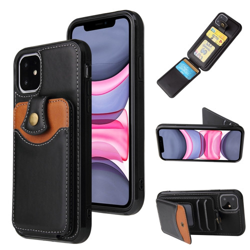 iPhone 11 Pro Max Soft Skin Leather Wallet Bag Phone Case  - Black