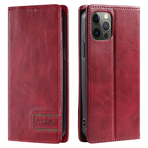 iPhone 11 Pro Max TTUDRCH RFID Retro Texture Magnetic Leather Phone Case - Red