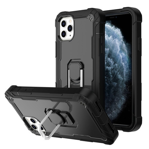 iPhone 11 Pro Max PC + Rubber 3-layers Shockproof Protective Case with Rotating Holder  - Black