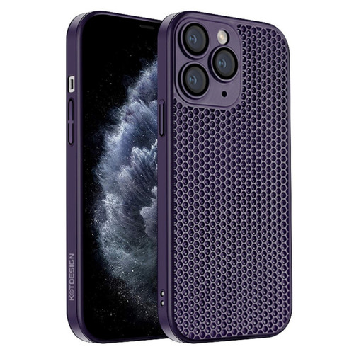 iPhone 11 Pro Max Honeycomb Radiating PC Phone Case - Purple