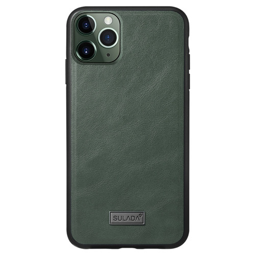 iPhone 11 Pro Max SULADA Shockproof TPU + Handmade Leather Protective Case - Green