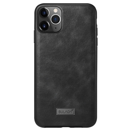 iPhone 11 Pro Max SULADA Shockproof TPU + Handmade Leather Protective Case - Black