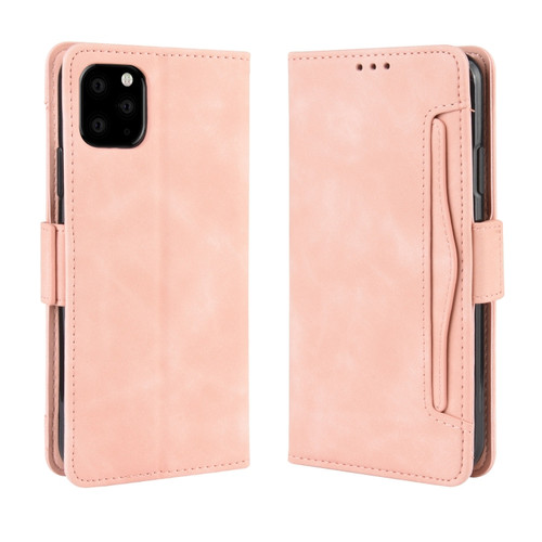 iPhone 11 Pro Max Wallet Style Skin Feel Calf Pattern Leather Case  ,with Separate Card Slot - Pink