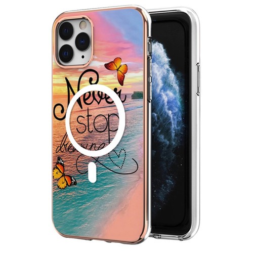 iPhone 11 Pro Max Marble Pattern Dual-side IMD Magsafe TPU Phone Case - Dream Butterfly