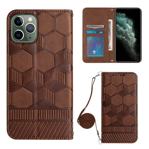 iPhone 11 Pro Max Crossbody Football Texture Magnetic PU Phone Case  - Brown